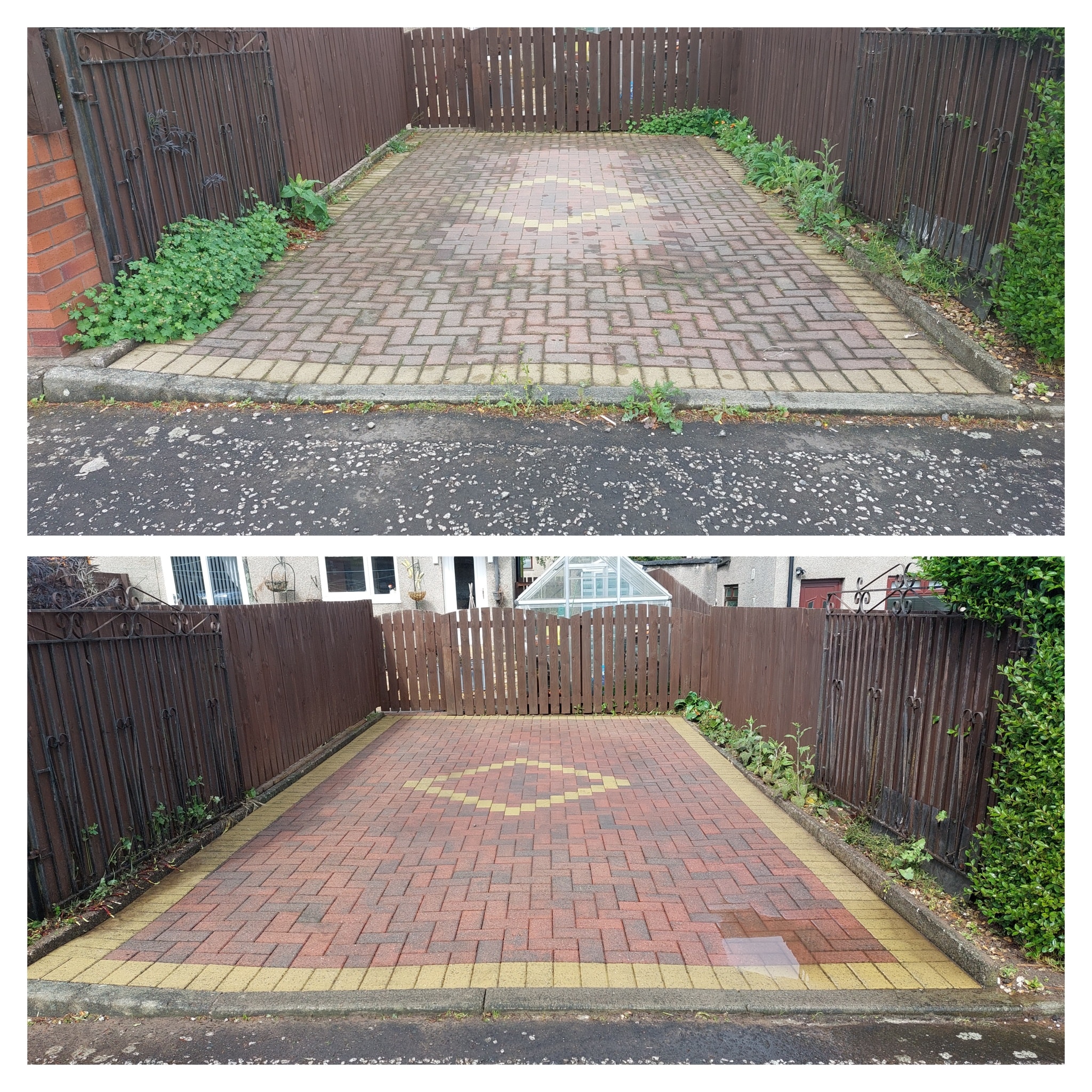 Driveway restoration after cleaning in Edinburgh Driveway restoration after cleaning in Edinburgh