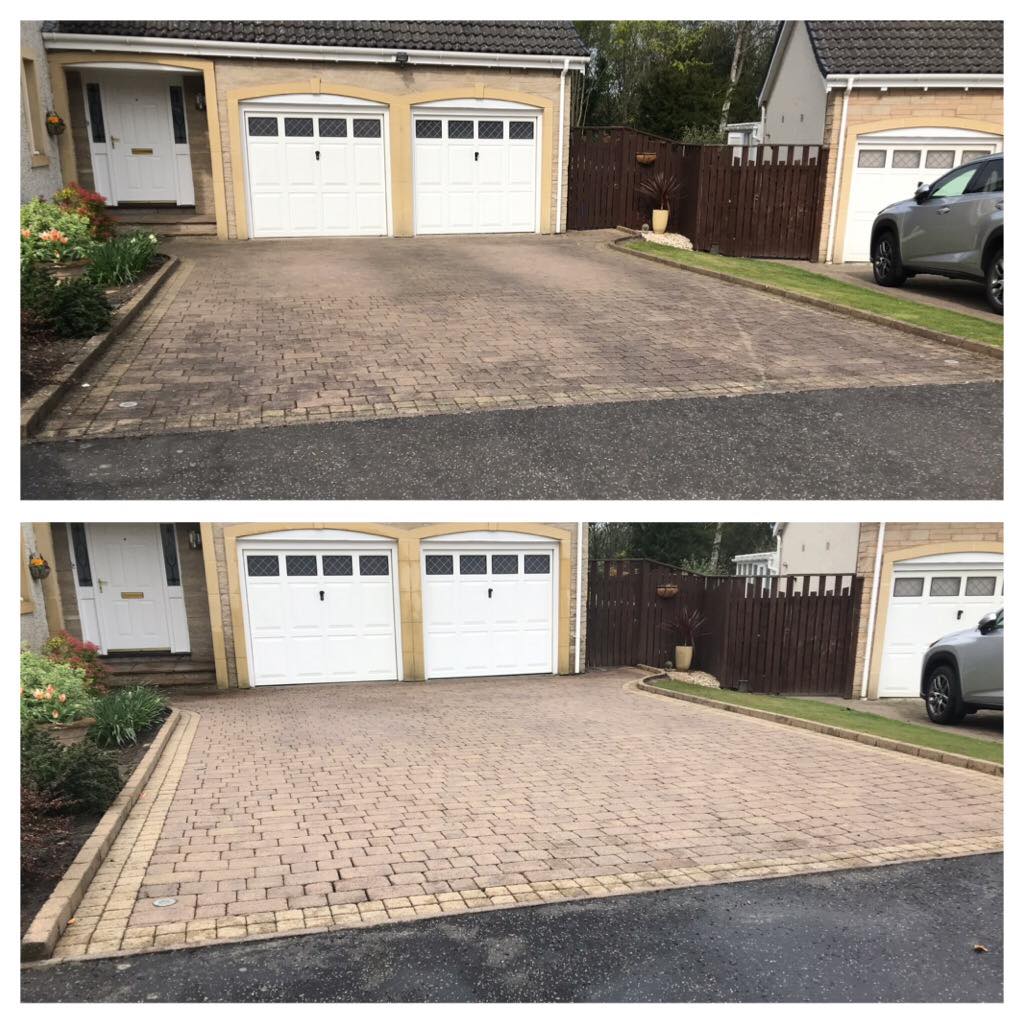 Driveway restoration after cleaning in Edinburgh Exterior driveway cleaning in Edinburgh