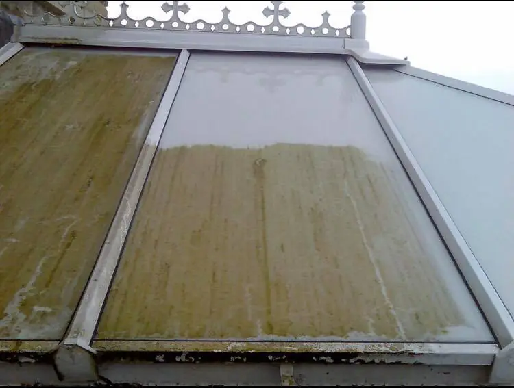 Professional conservatory cleaning in Edinburgh Before and after conservatory roof cleaning in Edinburgh